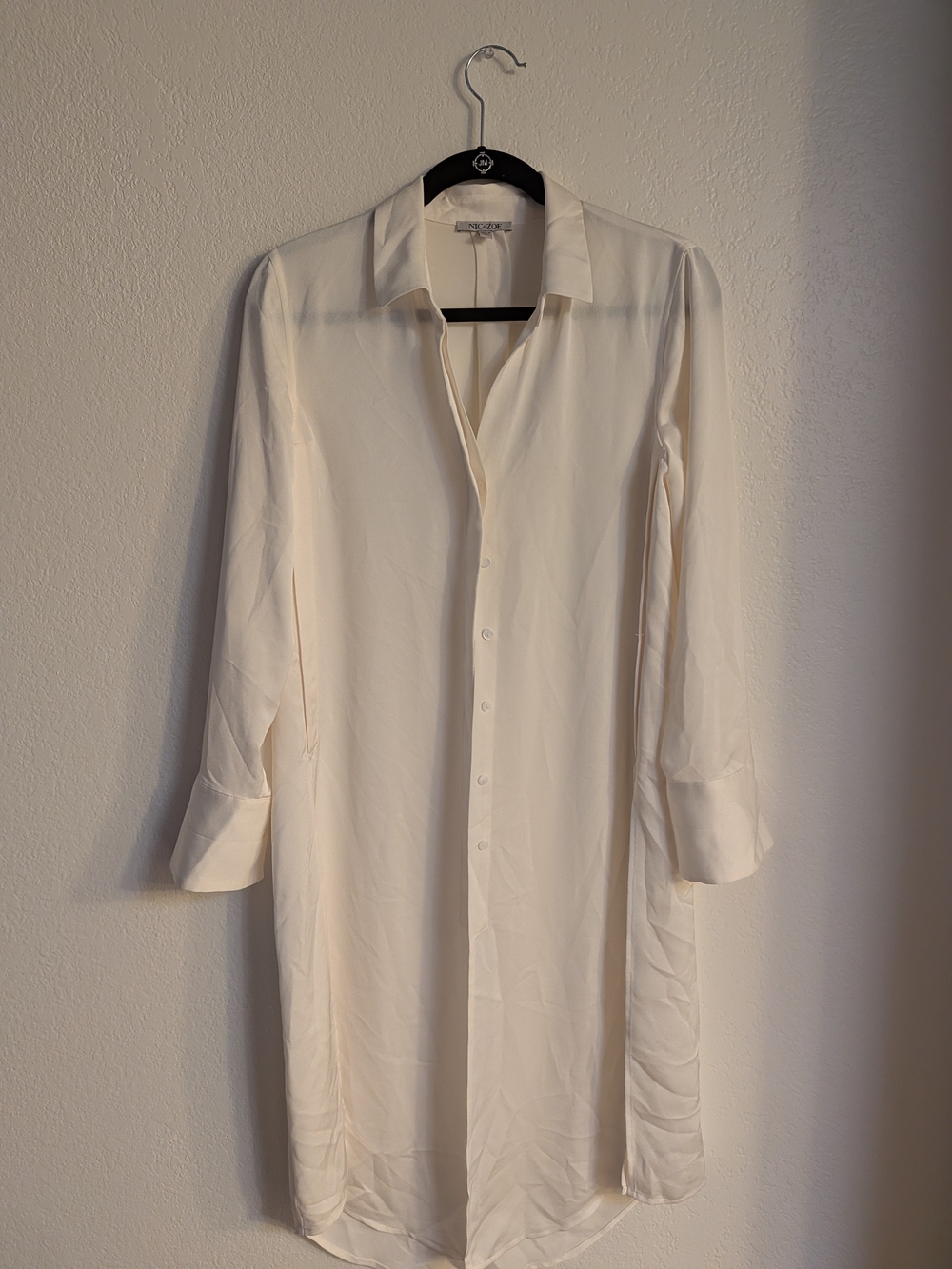 NIC+ZOE Long White Button-Front Shirt Dress